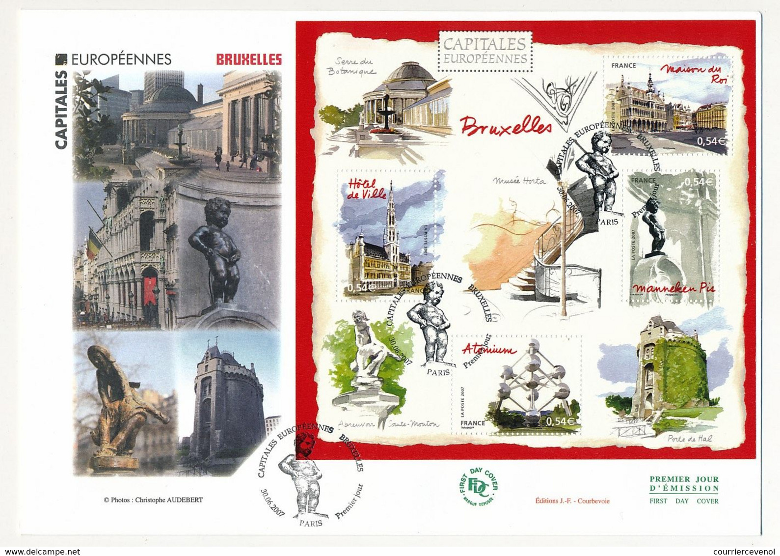 France - FDC - Capitales Européennes - Bloc "Bruxelles" - Paris - 30/06/2007 - Covers & Documents