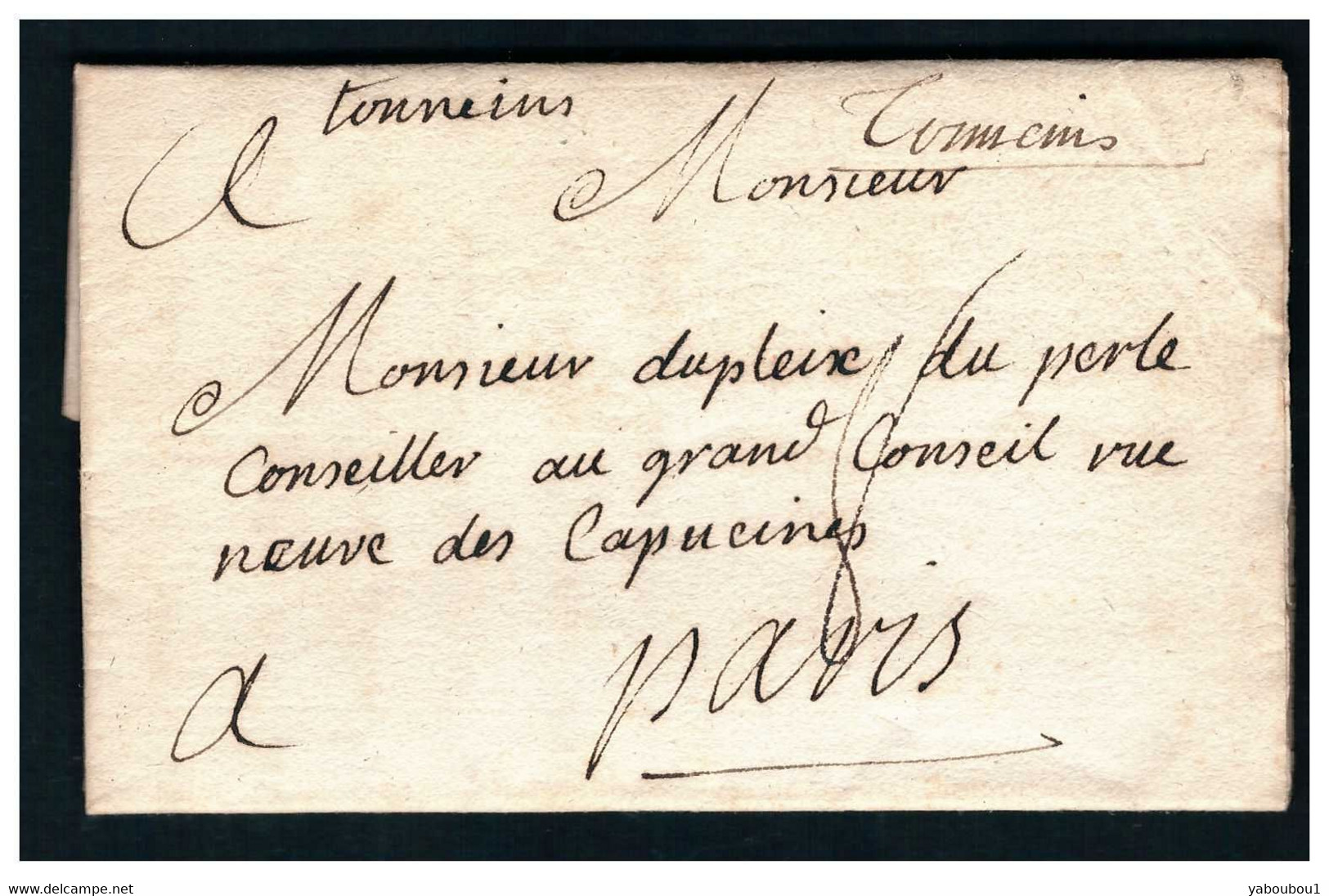 MP TONNEINS Manuscrite Sur Lettre De TONNEINS Pour PARIS - Unclassified