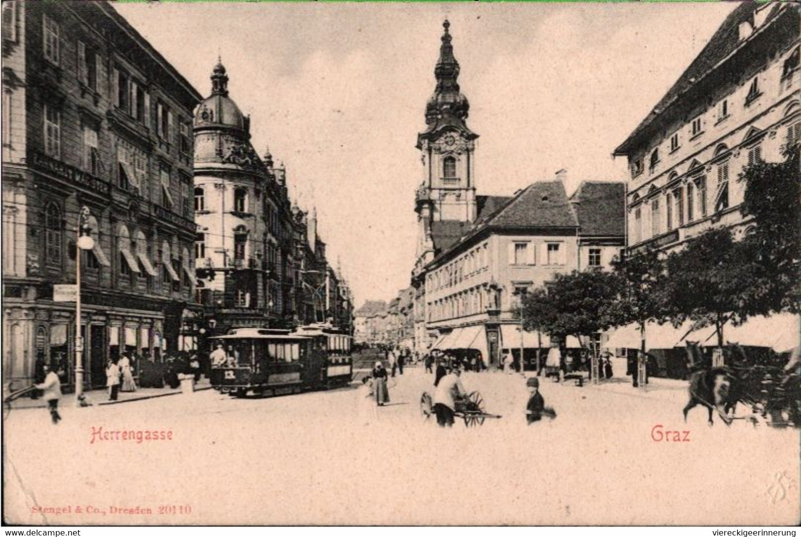 ! Alte Ansichtskarte Graz, Tram, Straßenbahn, Herrengasse, Geschäfte, Österreich, Verlag Stengel & Co. Dresden 20110 - Graz