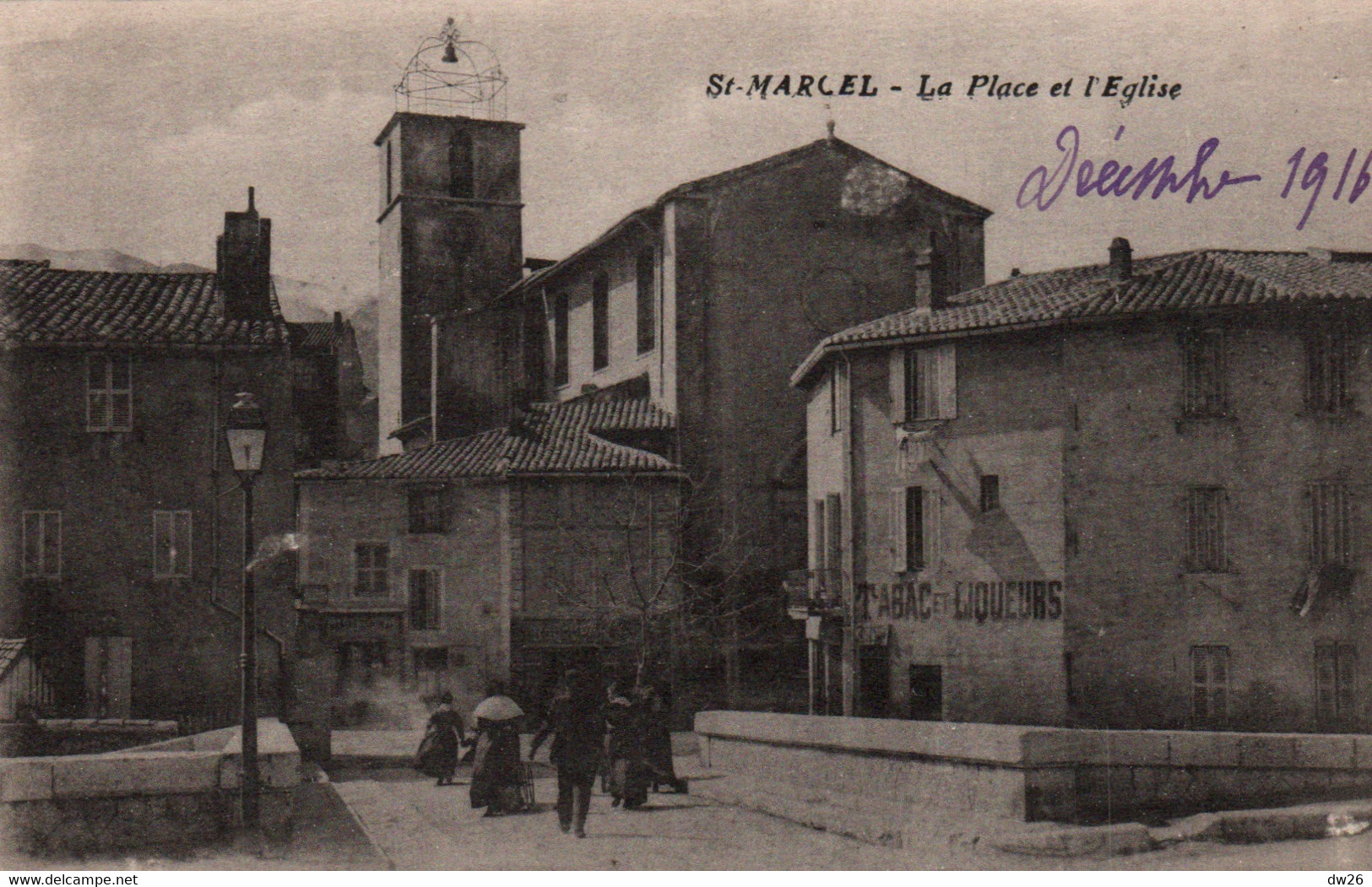 Marseille - St Saint Marcel, La Place Et L'Eglise En 1916, Tabac - Carte Non Circulée - Saint Marcel, La Barasse, St Menet