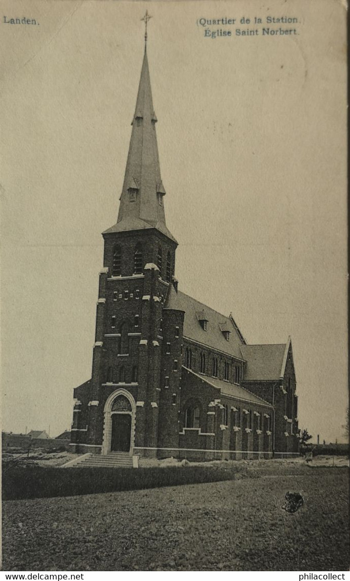 Landen // Quartier De La Station - Eglise Saint Norbert 1911 Hoek Vouw - Landen