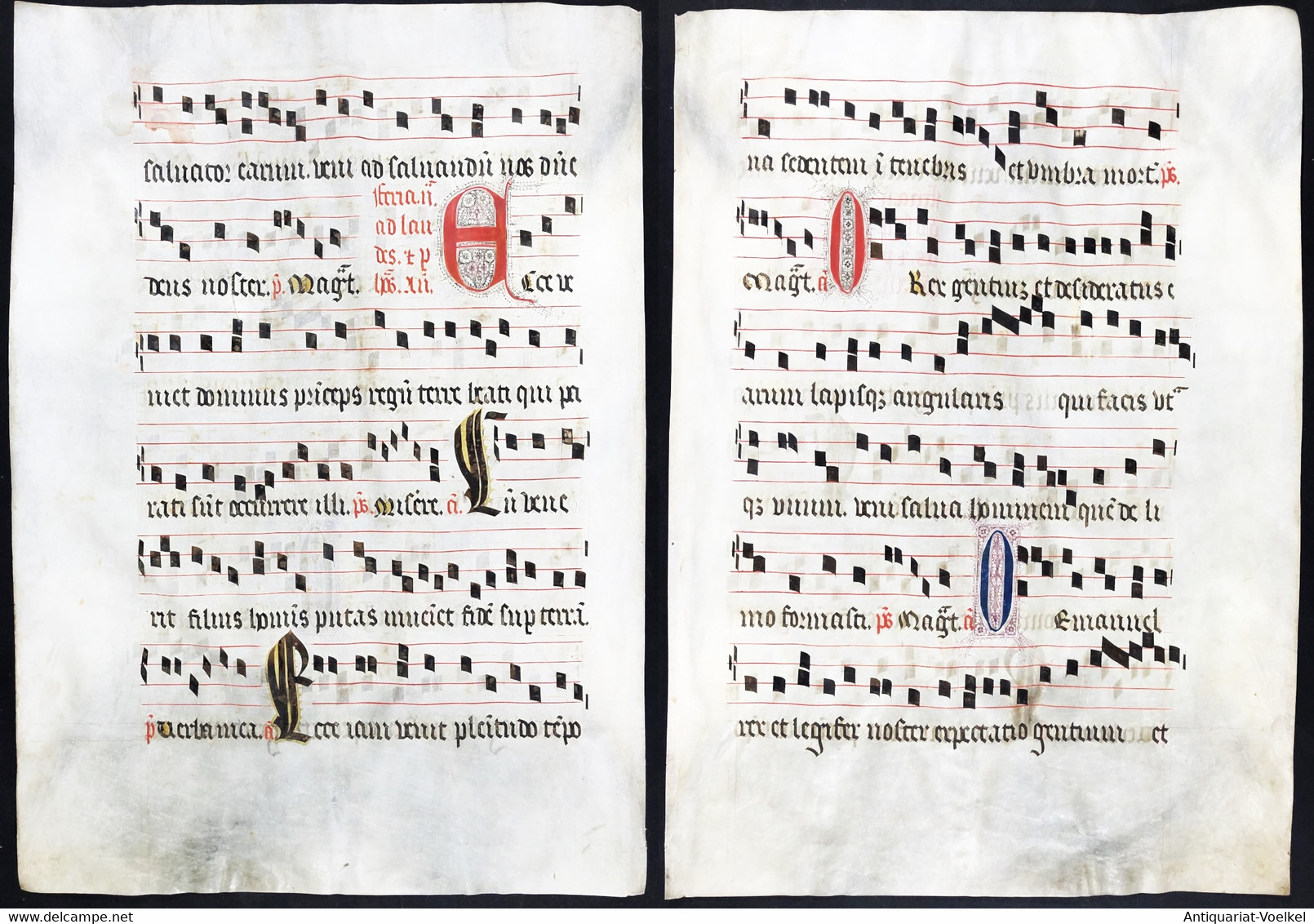 Seltenes, Sehr Großes Original Pergament-Blatt Aus Einer Antiphonar-Handschrift Des 15. Jahrhunderts / Very Ra - Theater & Drehbücher