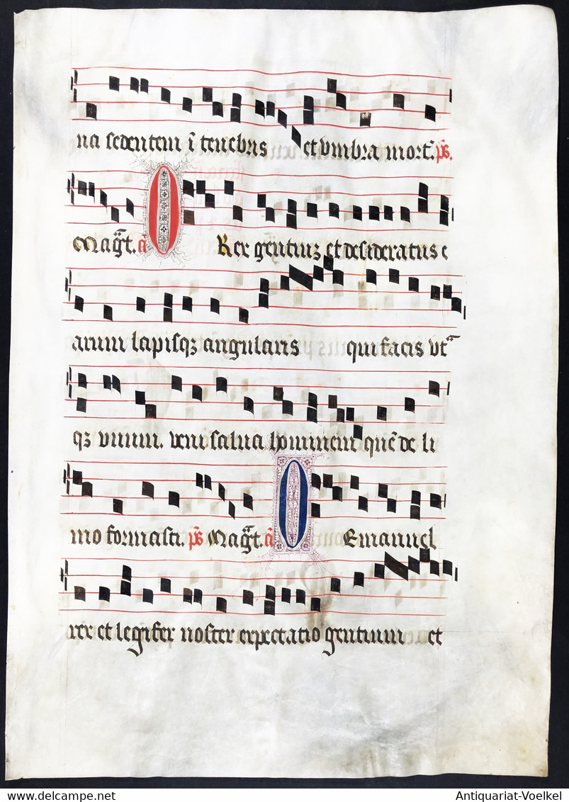 Seltenes, Sehr Großes Original Pergament-Blatt Aus Einer Antiphonar-Handschrift Des 15. Jahrhunderts / Very Ra - Theatre & Scripts