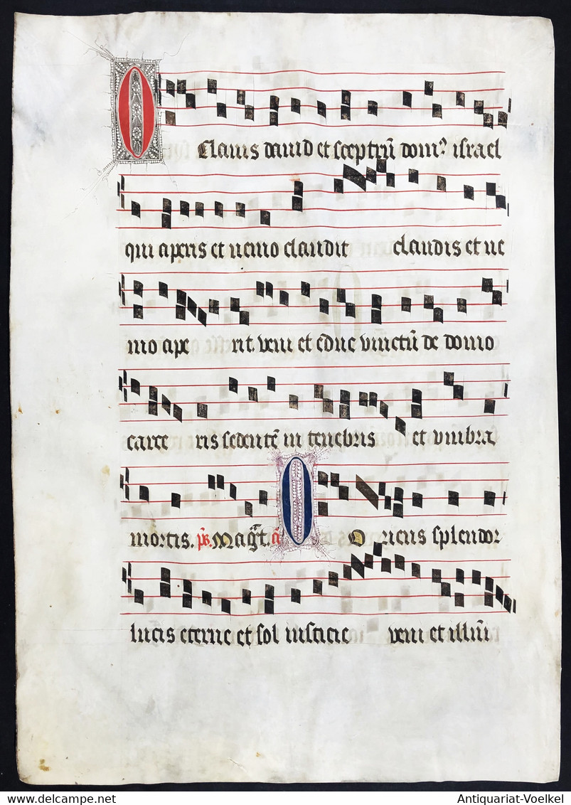 Seltenes, Sehr Großes Original Pergament-Blatt Aus Einer Antiphonar-Handschrift Des 15. Jahrhunderts / Very Ra - Theater & Scripts