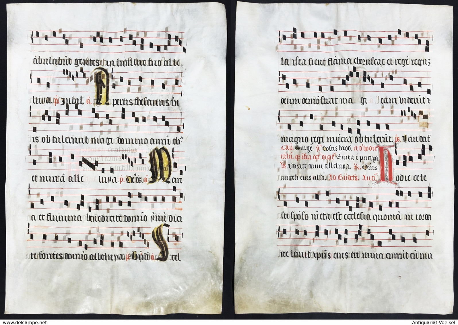 Seltenes, Sehr Großes Original Pergament-Blatt Aus Einer Antiphonar-Handschrift Des 15. Jahrhunderts / Very Ra - Theater & Scripts