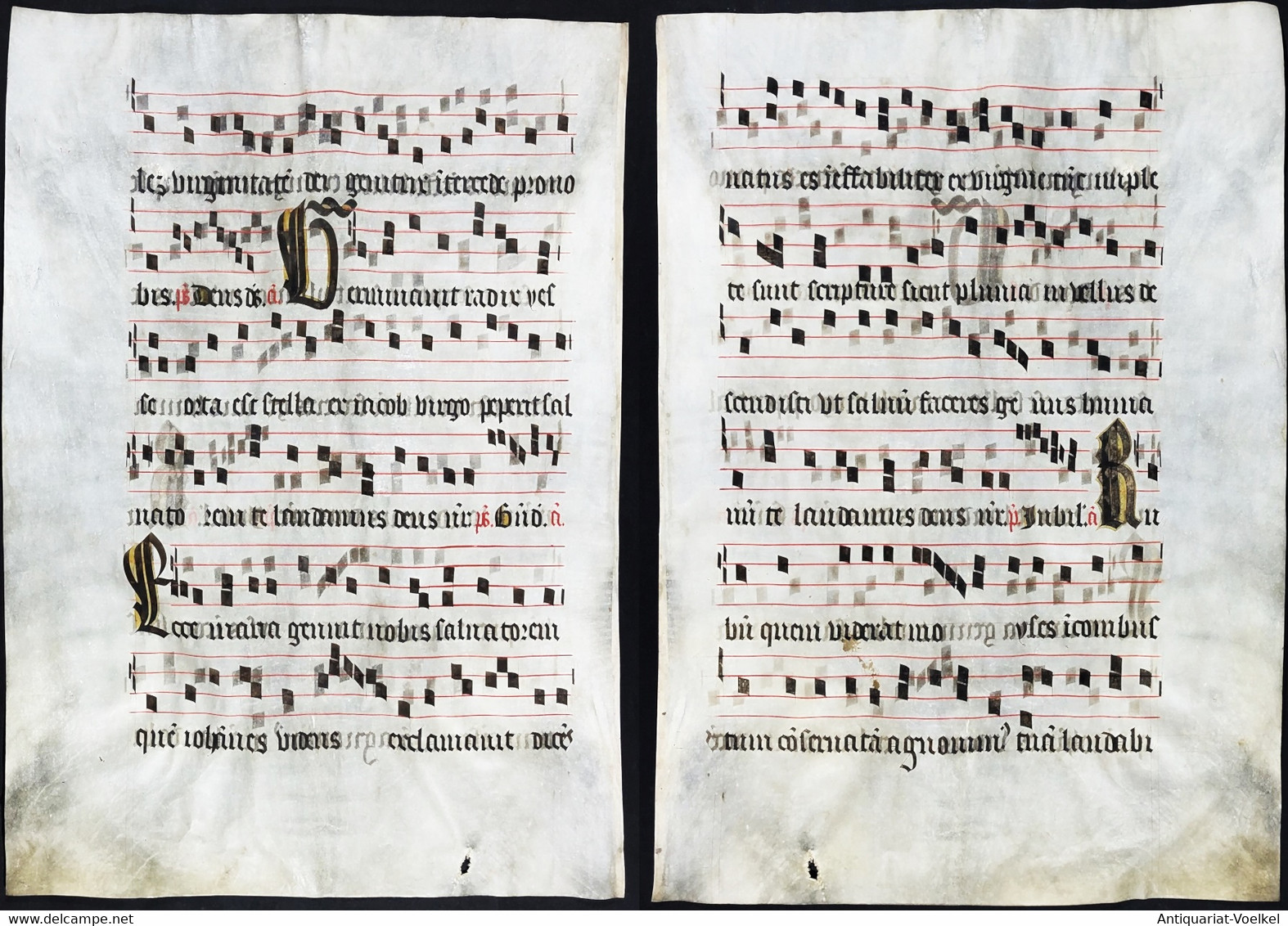 Seltenes, Sehr Großes Original Pergament-Blatt Aus Einer Antiphonar-Handschrift Des 15. Jahrhunderts / Very Ra - Theater & Drehbücher