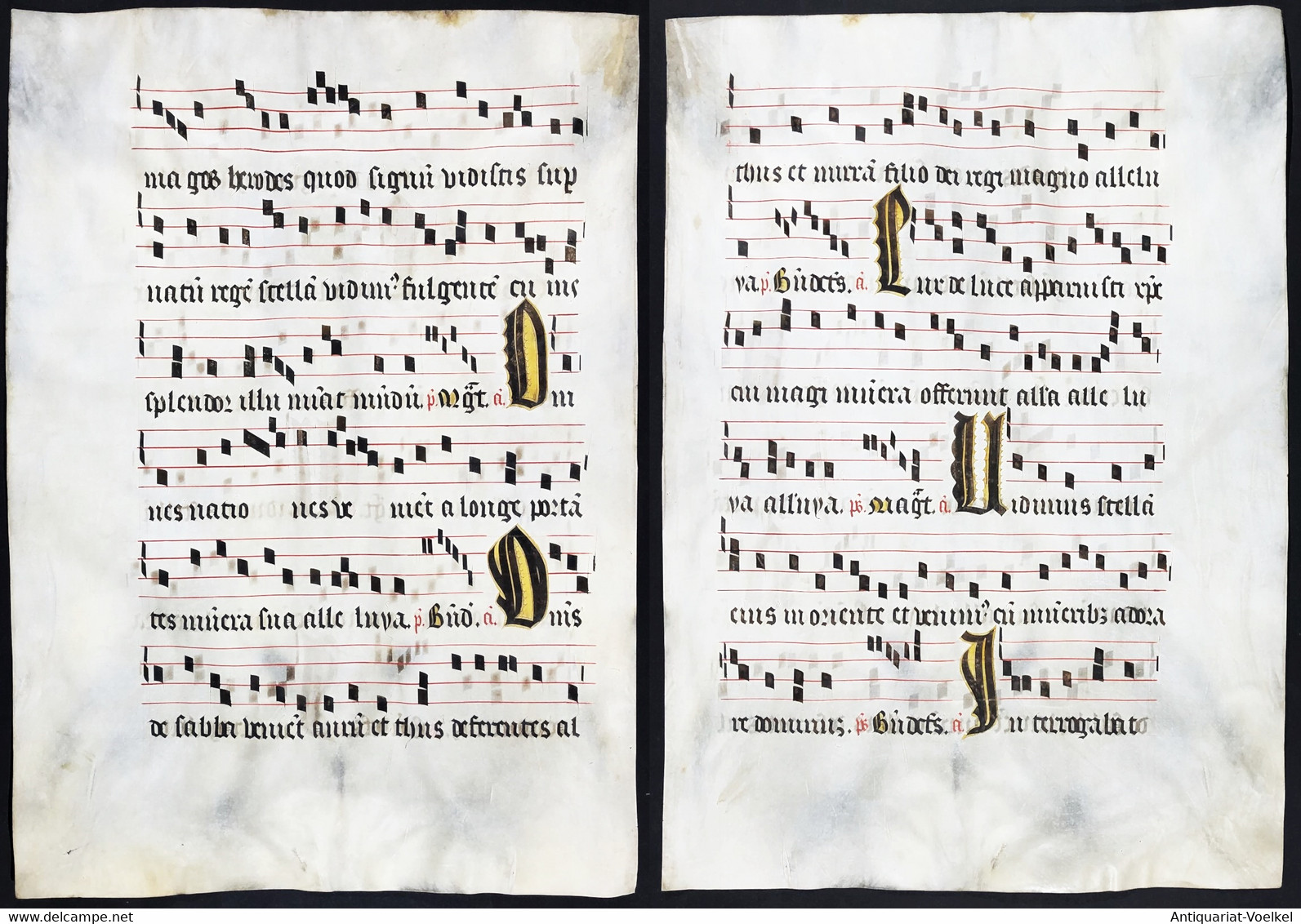 Seltenes, Sehr Großes Original Pergament-Blatt Aus Einer Antiphonar-Handschrift Des 15. Jahrhunderts / Very Ra - Theatre & Scripts