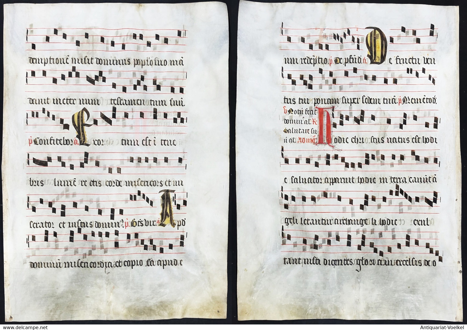 Seltenes, Sehr Großes Original Pergament-Blatt Aus Einer Antiphonar-Handschrift Des 15. Jahrhunderts / Very Ra - Theater & Drehbücher