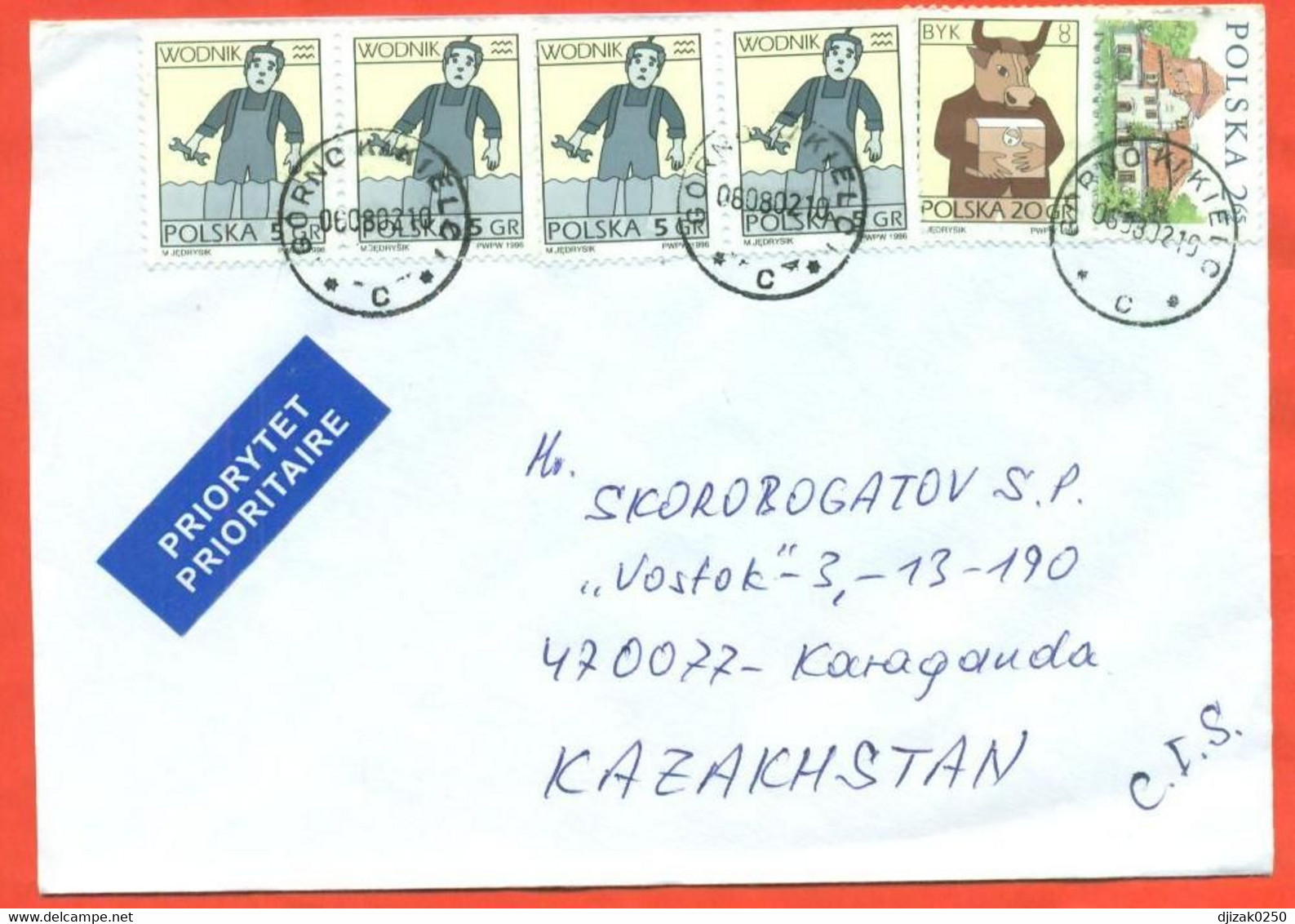 Poland 2002. The Envelope  Passed Through The Mail. Airmail. - Brieven En Documenten