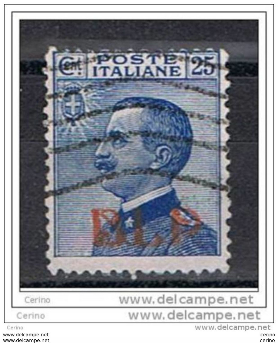 REGNO:  1921  B.L.P.  IN  SOPRASTAMPA  -  25 C. AZZURRO  US. -  SASS. 3 - Stamps For Advertising Covers (BLP)