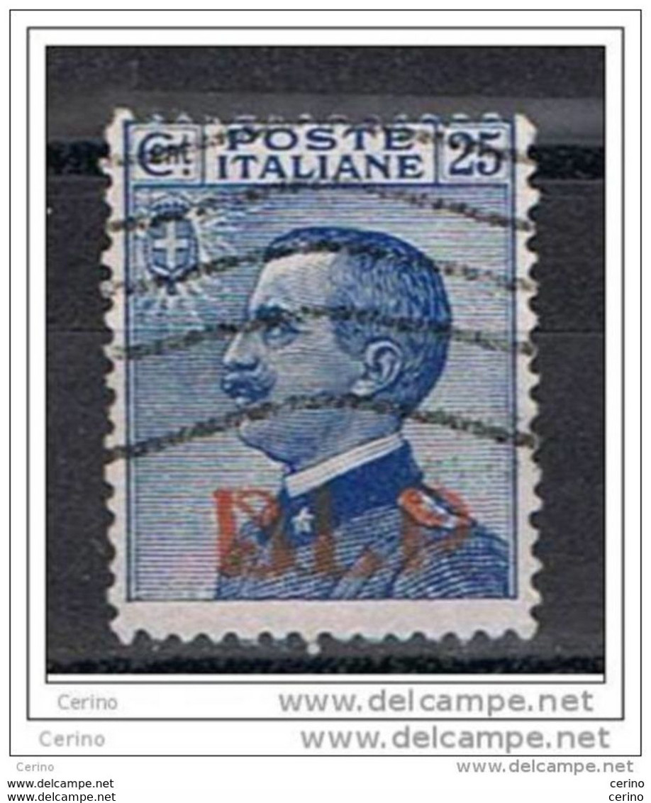 REGNO:  1921  B.L.P.  IN  SOPRASTAMPA  -  25 C. AZZURRO  US. -  SASS. 3 - BM Für Werbepost (BLP)