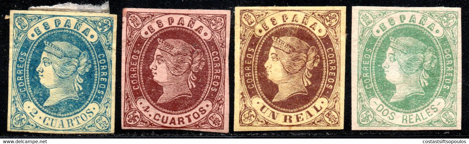 985.SPAIN.1862 ISABELLA II SC.55,56,59,60 MH - Unused Stamps