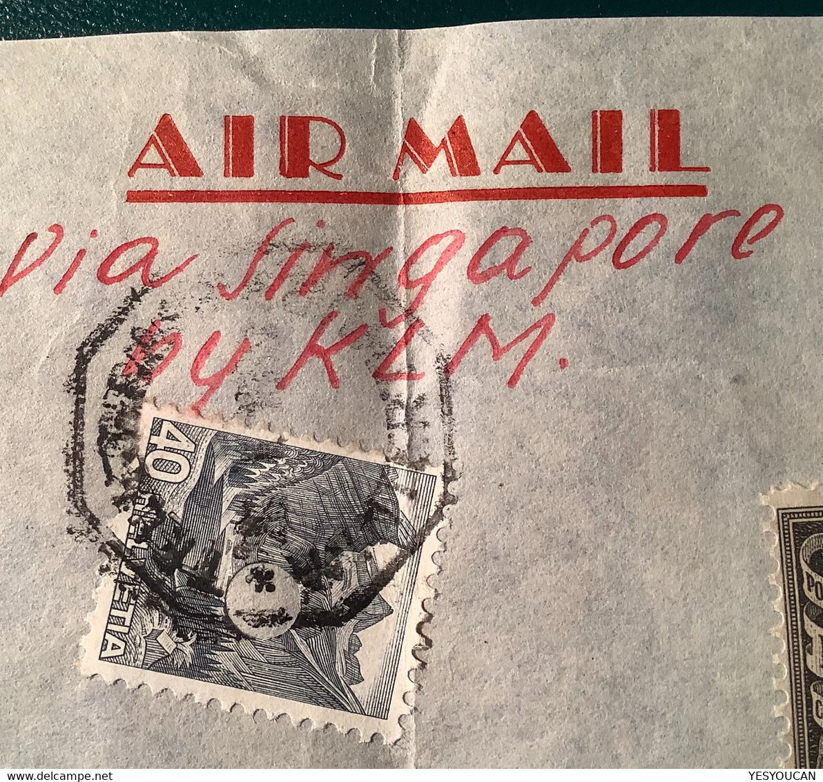 Philippines Manila 1939 PAR AVION SINGAPORE VIA AIR MAIL KLM Cover>TELEGRAPH WINTERTHUR EXPRÉS ! (Schweiz Express Brief - Filipinas