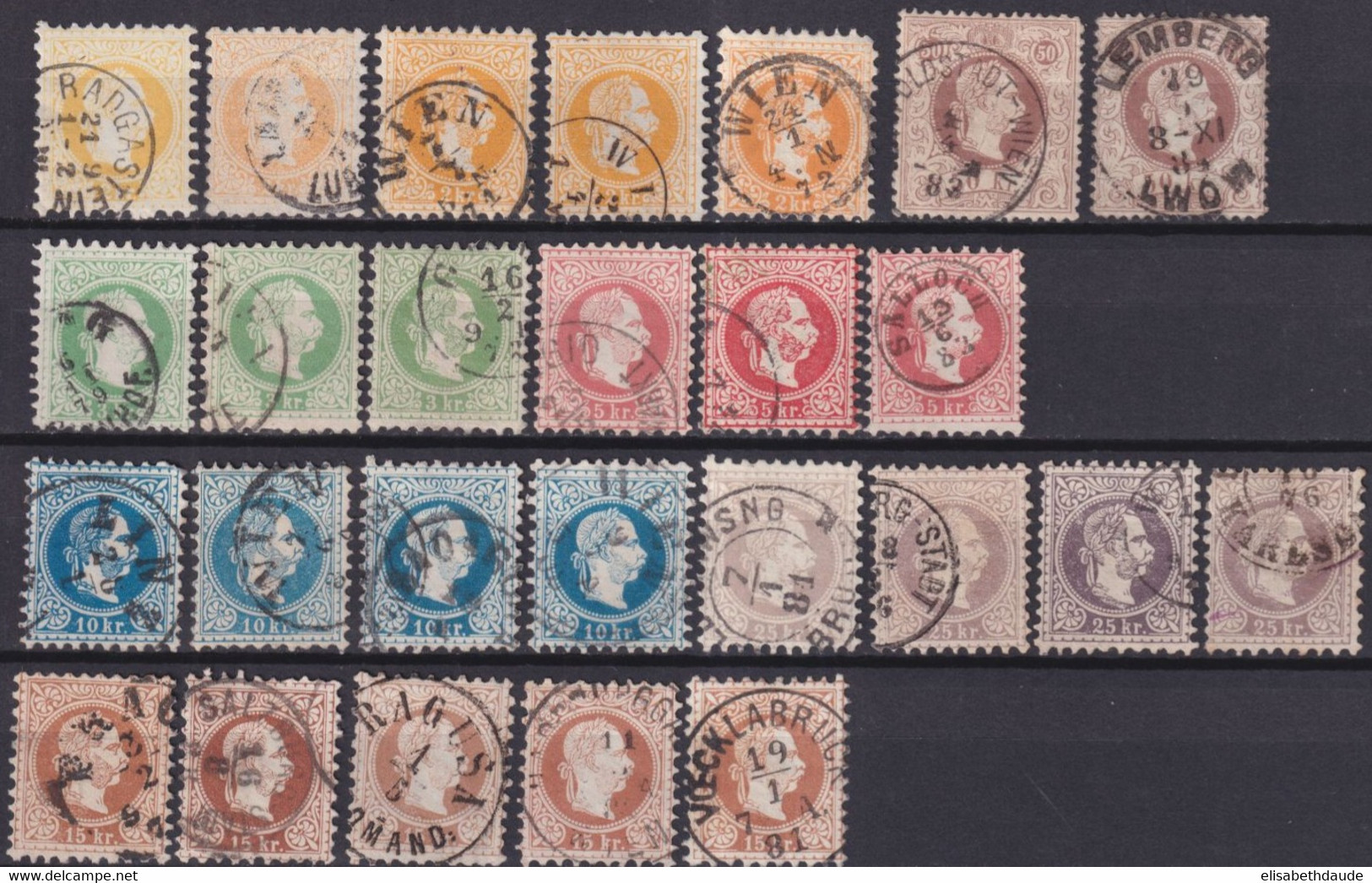 AUTRICHE - 1867 - YVERT N°32/39 + A OBLITERES - SERIE COMPLETE NOMBREUSES VARIETES TEINTES / OBLITERATIONS SUP !! - Gebraucht