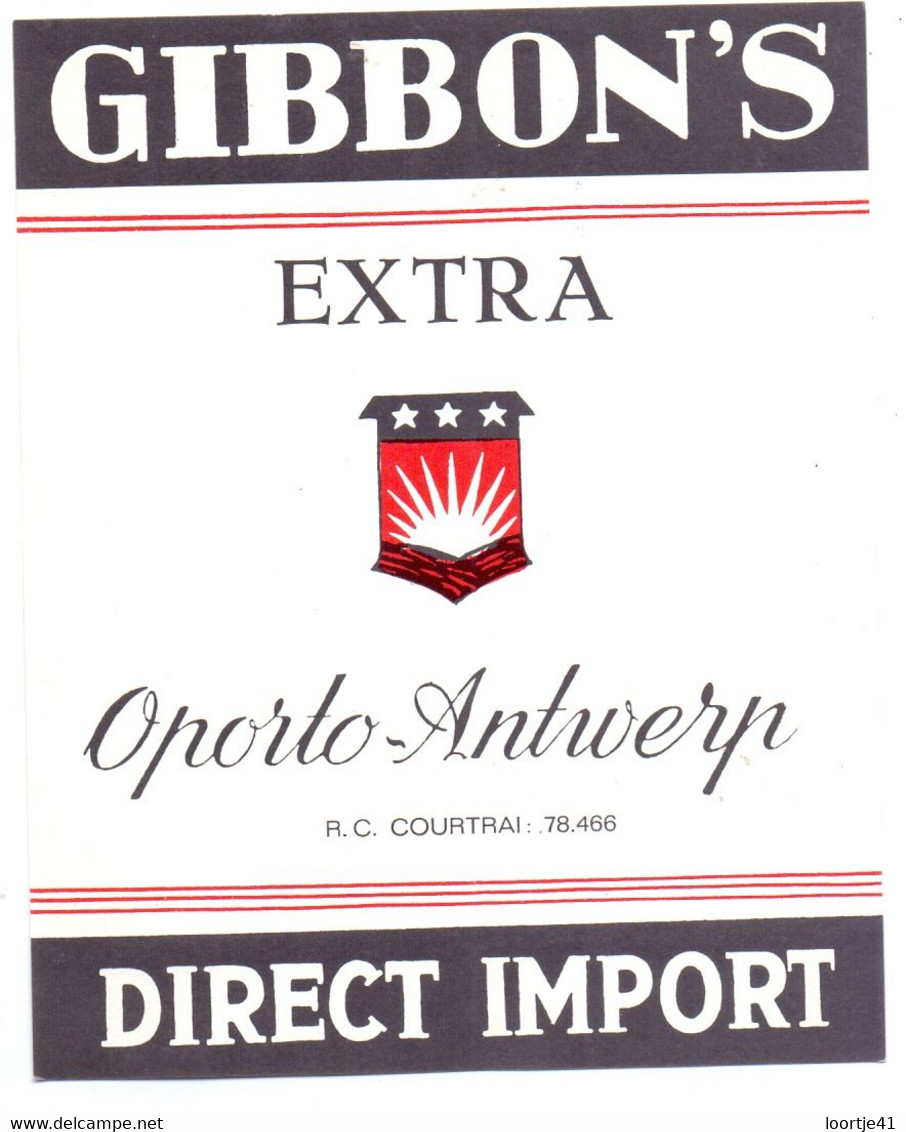 Etiket Etiquette - Oporto Antwerp - Gibbon's - Alcohols & Spirits