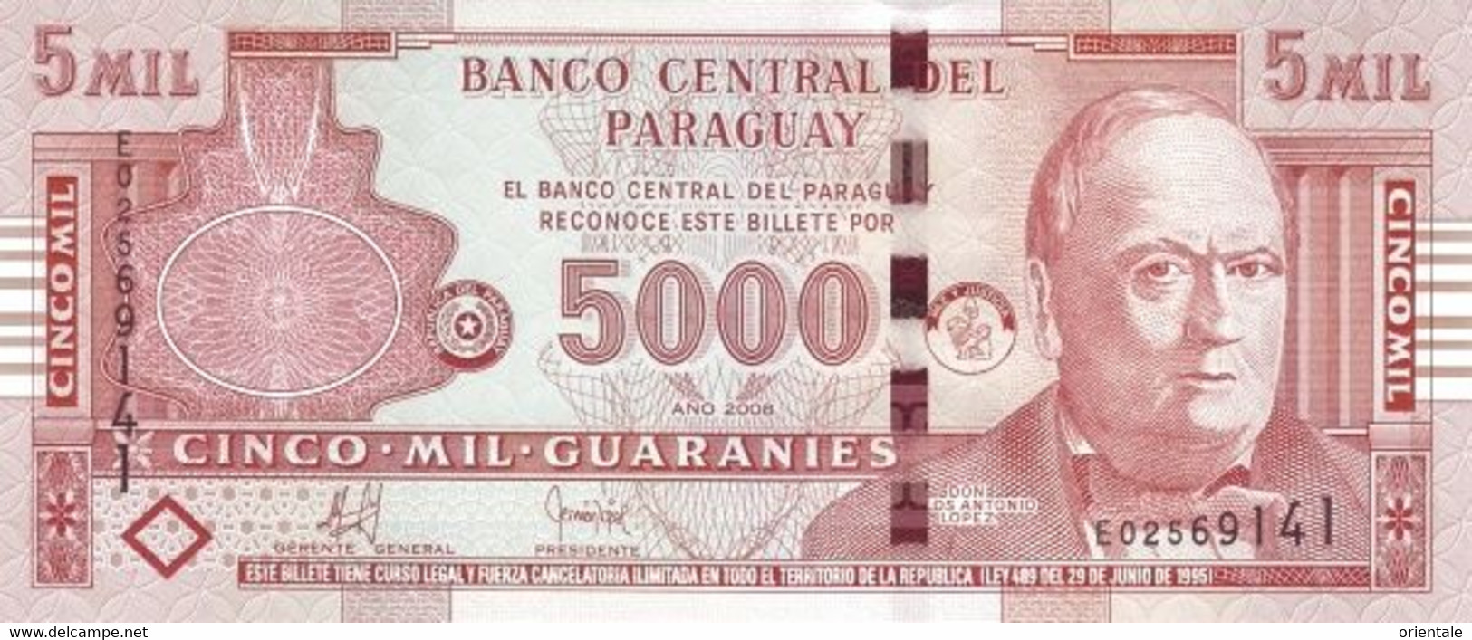 PARAGUAY P. 223b 5000 G 2008 UNC - Paraguay