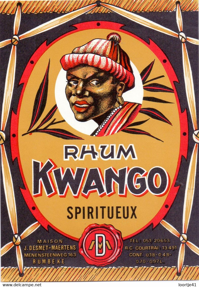 Etiket Etiquette - Rhum - Kwango - Maison Desmet - Maertens , Rumbeke - Alcohols & Spirits
