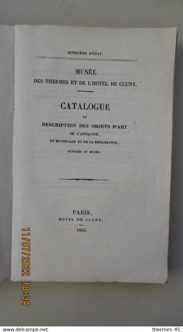 1855 -CATALOGUE / MUSEE Des THERMES Et De L'HÔTEL De CLUNY / PARIS - Riviste & Cataloghi