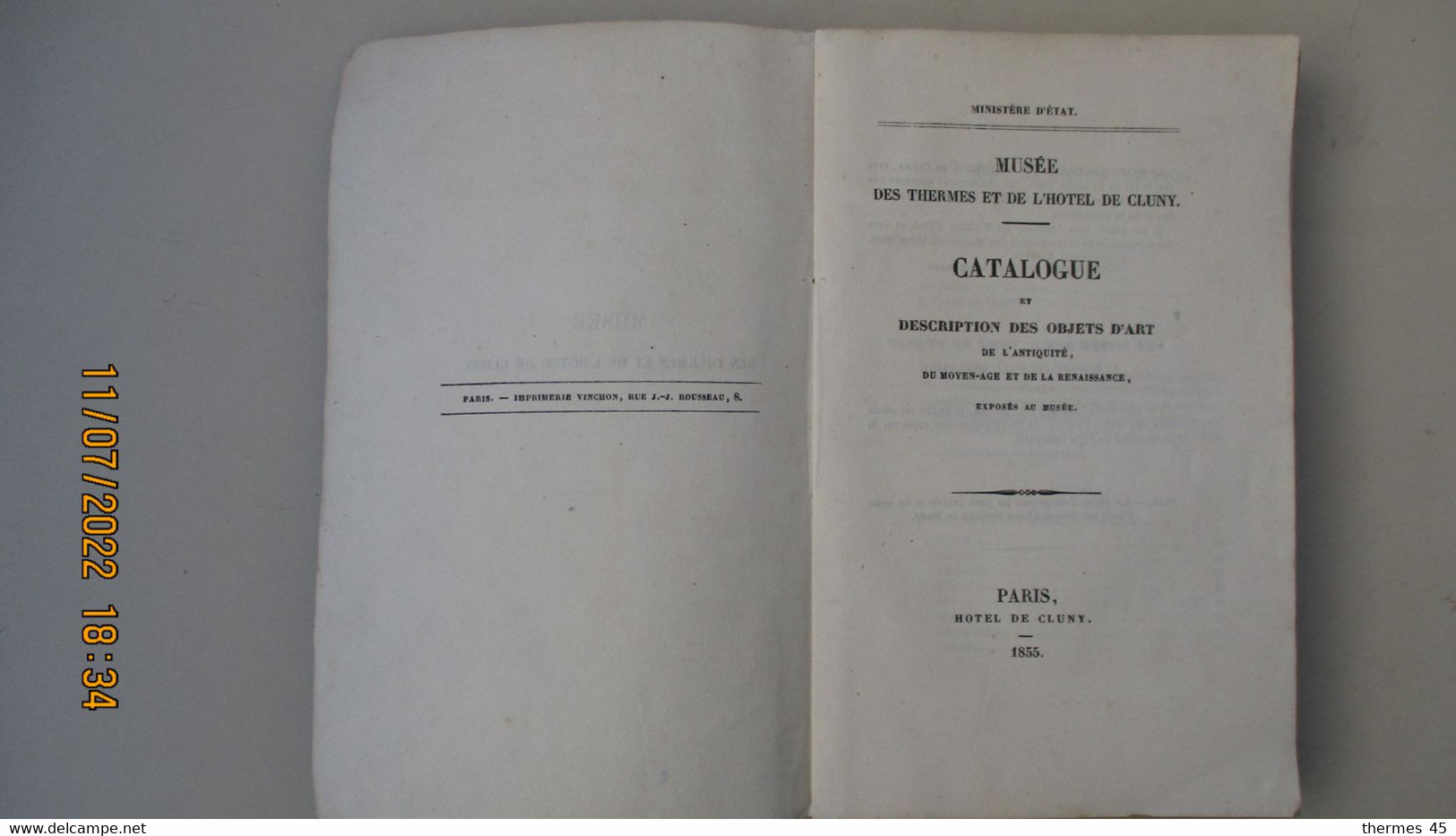 1855 -CATALOGUE / MUSEE Des THERMES Et De L'HÔTEL De CLUNY / PARIS - Magazines & Catalogs
