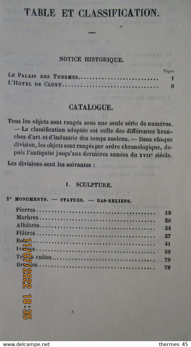 1855 -CATALOGUE / MUSEE des THERMES et de l'HÔTEL de CLUNY / PARIS