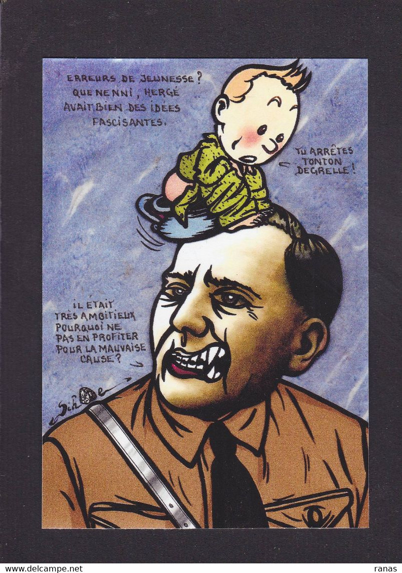 CPM Degrelle Hergé Tintin Rexisme Hitler Tirage Signé 30 Exemplaires Numérotés Signés Par JIHEL - Cómics