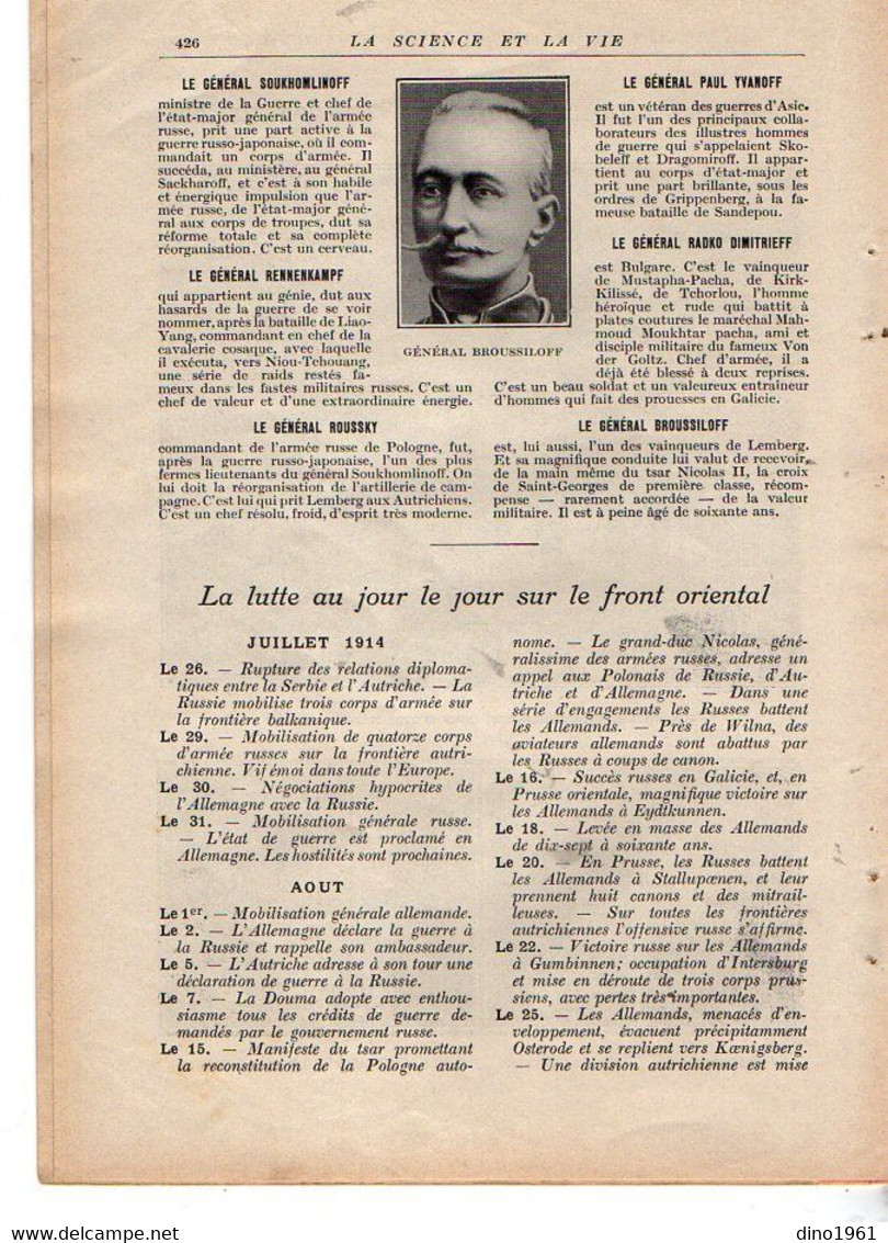 VP20.105 - Guerre 14 / 18 - Extrait De La Revue ¨ La Science Et La Vie ¨ Les Russes,Les Serbes Et Les Monténégrins ..... - Documentos