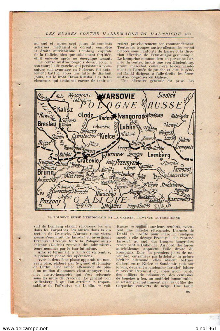 VP20.105 - Guerre 14 / 18 - Extrait De La Revue ¨ La Science Et La Vie ¨ Les Russes,Les Serbes Et Les Monténégrins ..... - Documenten