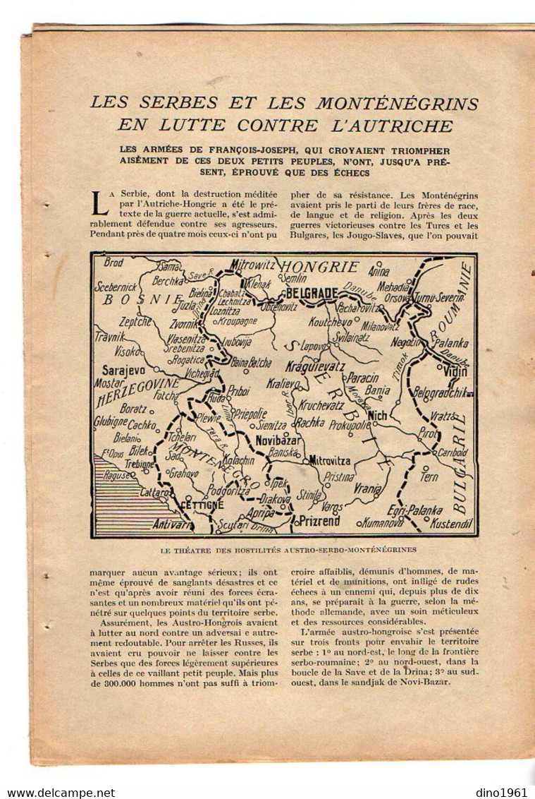 VP20.105 - Guerre 14 / 18 - Extrait de la Revue ¨ La Science et la vie ¨ Les Russes,Les Serbes et les Monténégrins .....