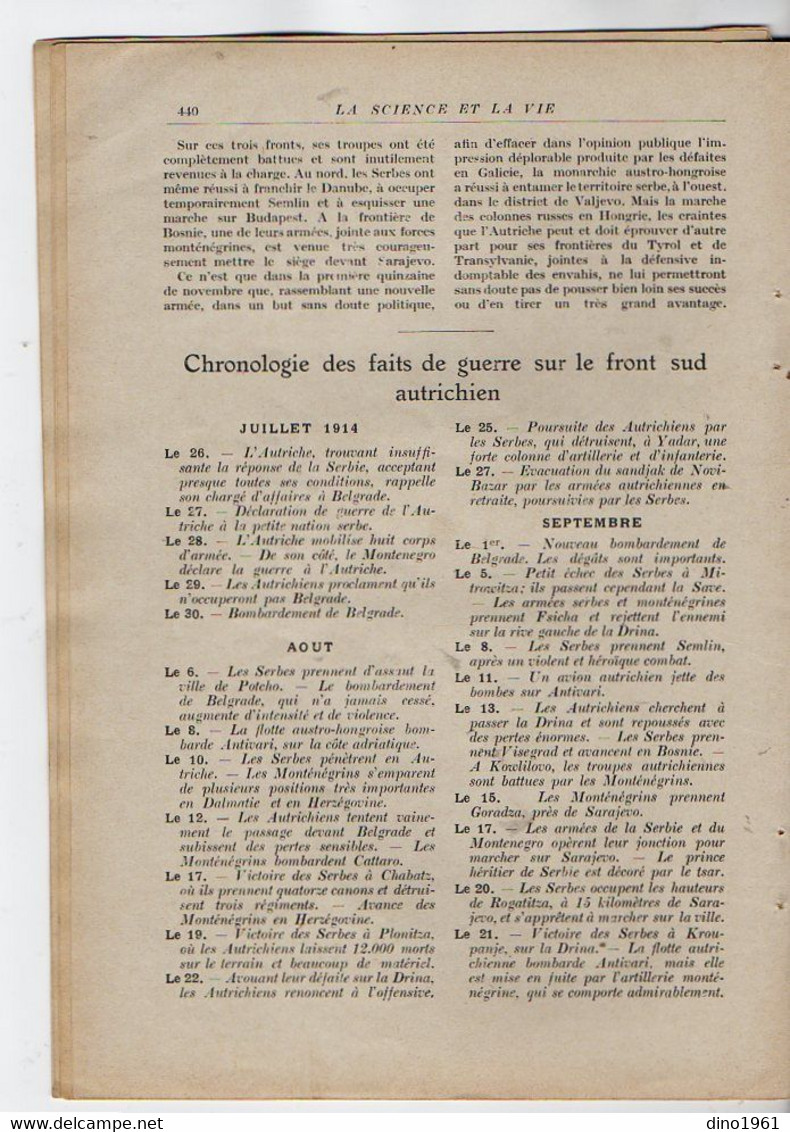 VP20.105 - Guerre 14 / 18 - Extrait de la Revue ¨ La Science et la vie ¨ Les Russes,Les Serbes et les Monténégrins .....