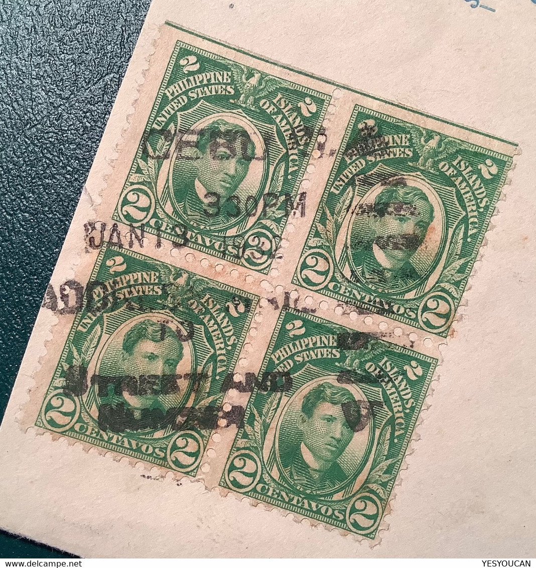 Philippines „CEBU STREET AND NUMBER 1932“ Pmk 2c Green Bloc Of Four Franking Cover To Osaka Japan - Philippinen