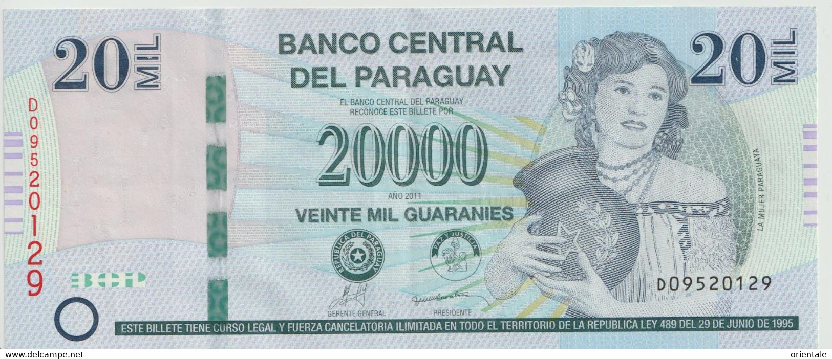PARAGUAY P. 230c 20000 G 2011 AUNC - Paraguay