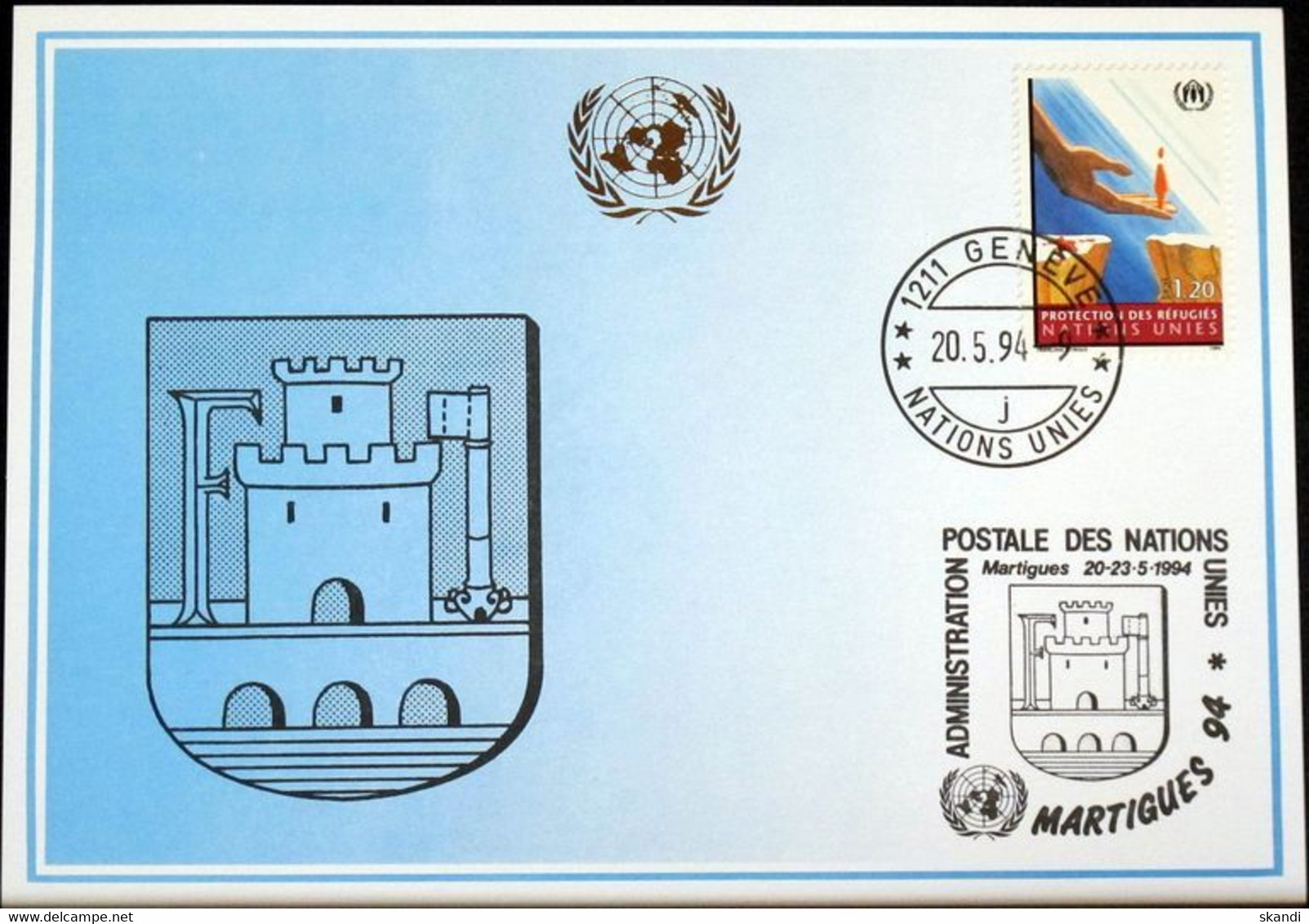 UNO GENF 1994 Mi-Nr. 250 Blaue Karte - Blue Card - Brieven En Documenten