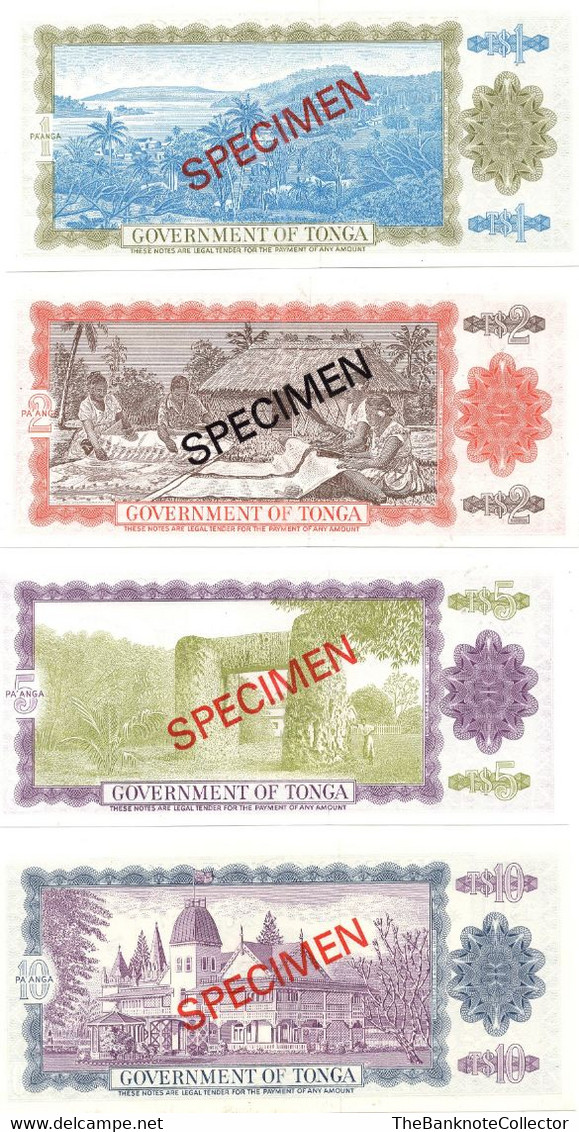 Tonga Specimen Set 1978 1 2 5 And 10 Pa'ange Same Serial Number COA - Tonga