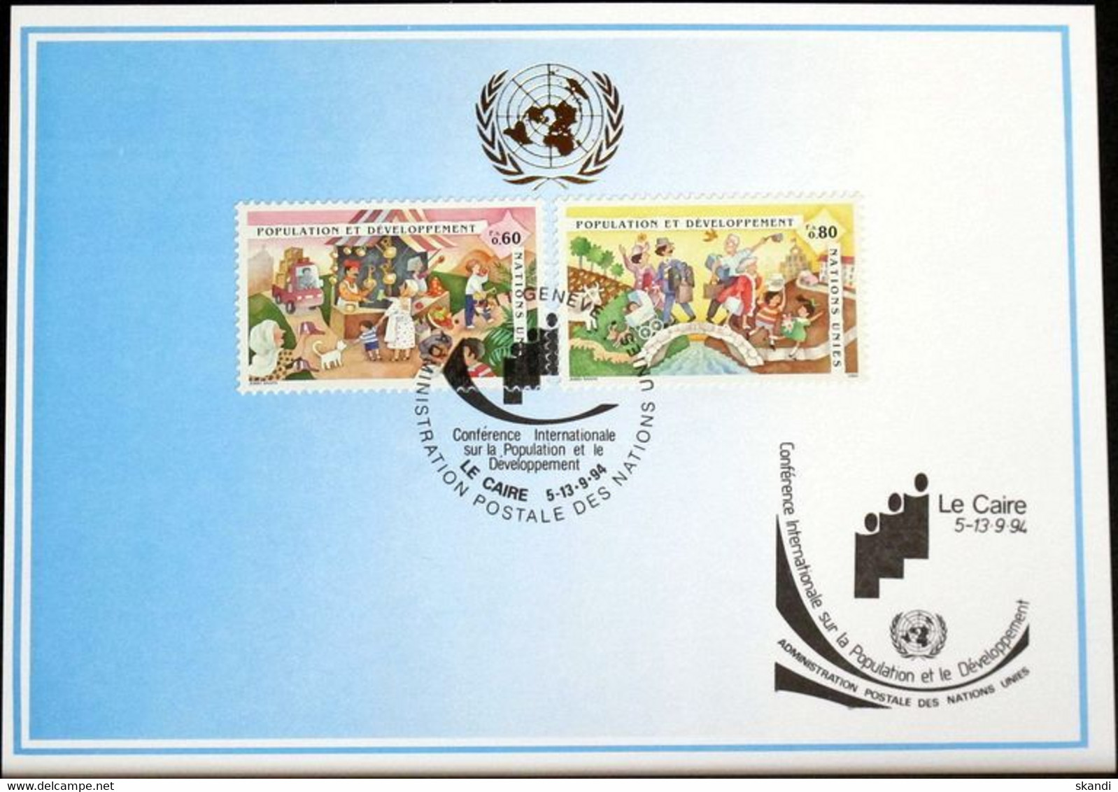 UNO GENF 1994 Mi-Nr. 253 Blaue Karte - Blue Card - Covers & Documents