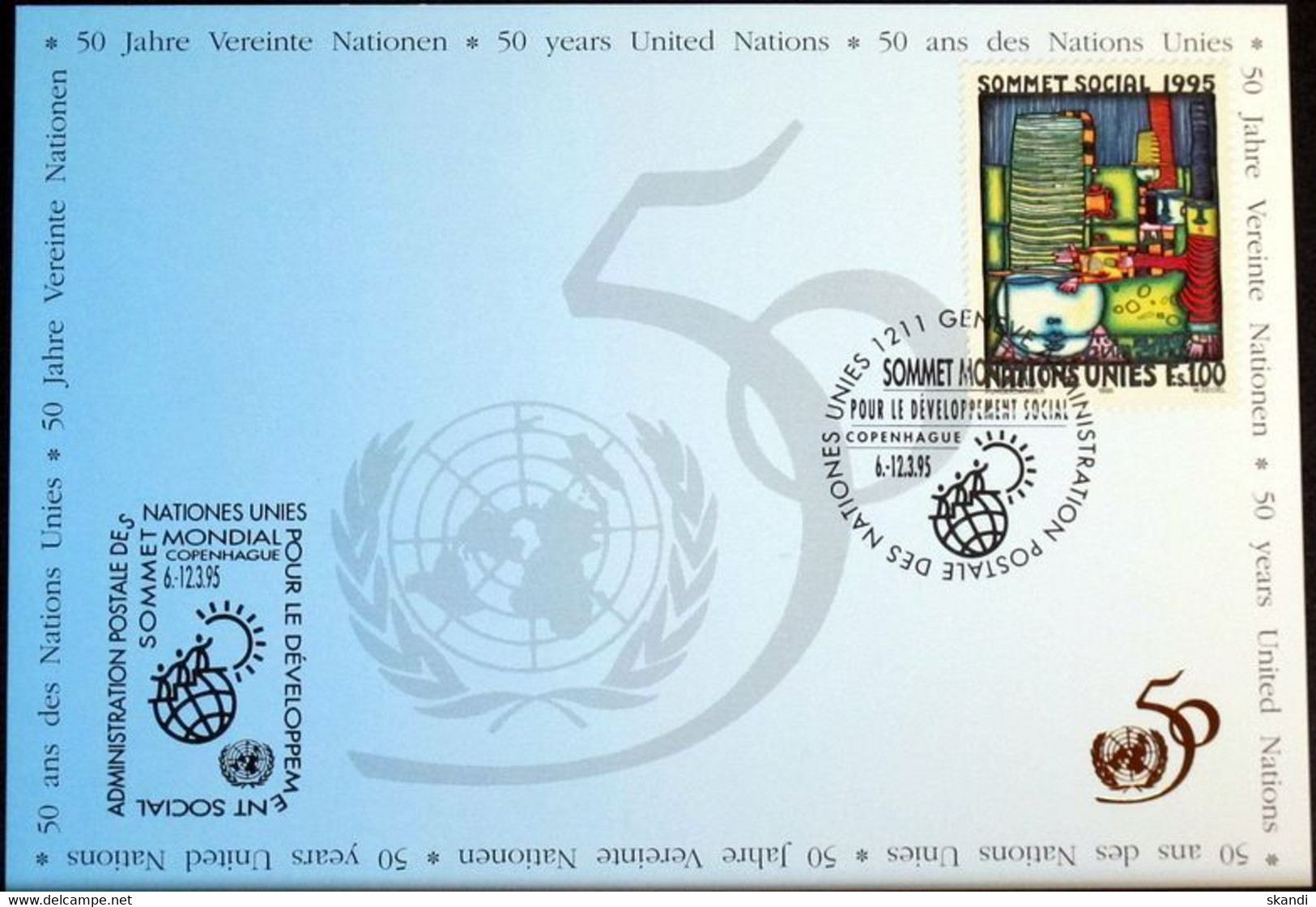 UNO GENF 1995 Mi-Nr. 257 Blaue Karte - Blue Card - Covers & Documents