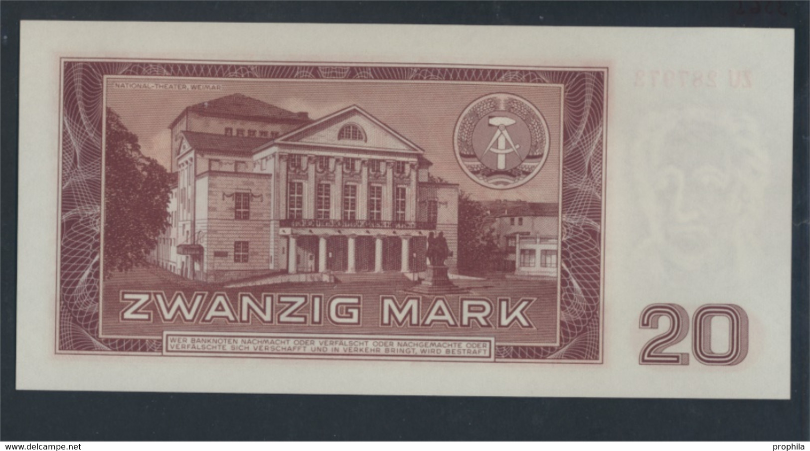 DDR Rosenbg: 356b, Kontrollnummer 6stellig, Ersatznote Bankfrisch 1964 20 Mark (9810843 - 20 Mark