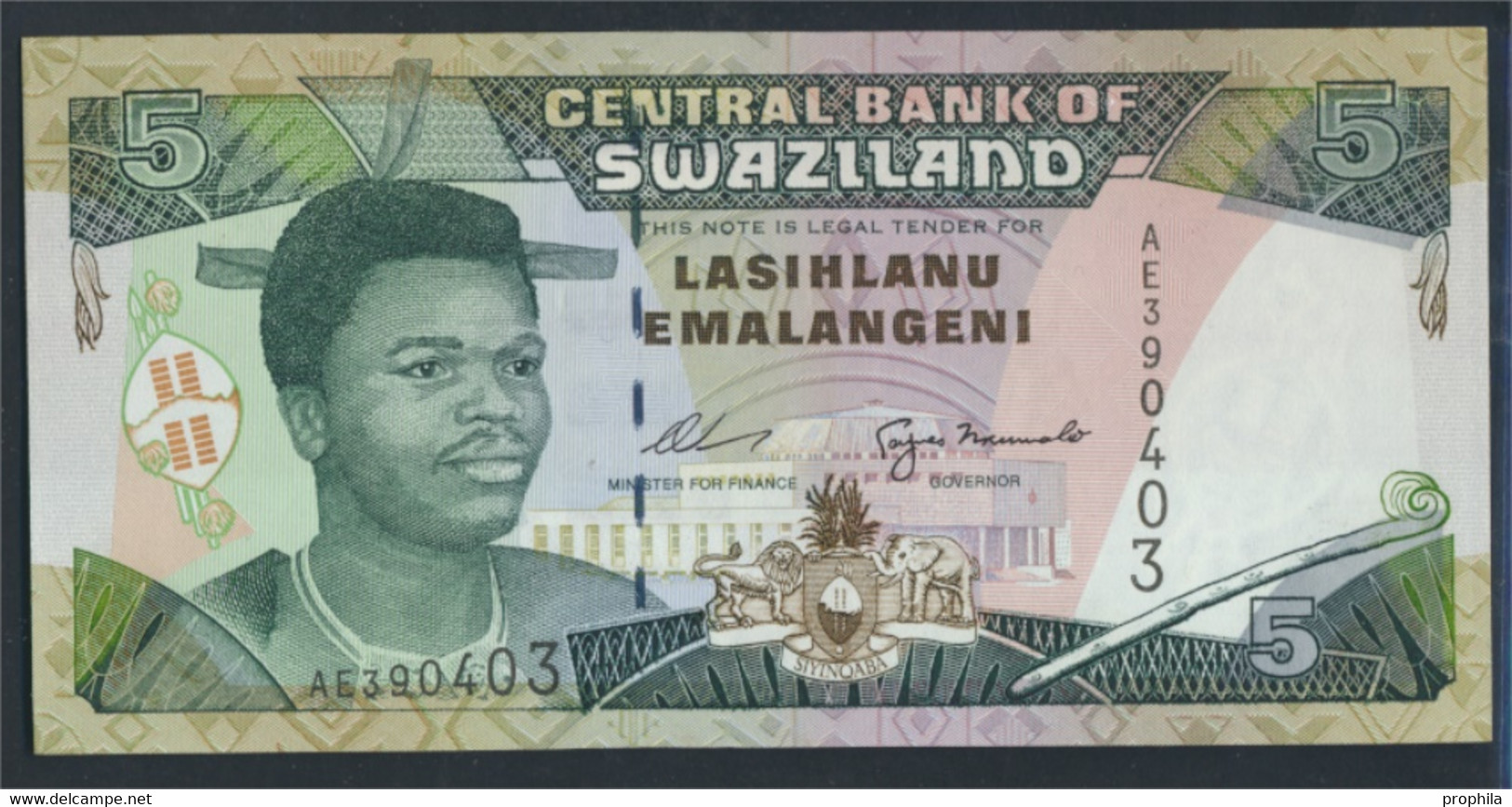 Swasiland Pick-Nr: 23a Bankfrisch 1995 5 Emalangeni (9810659 - Swasiland