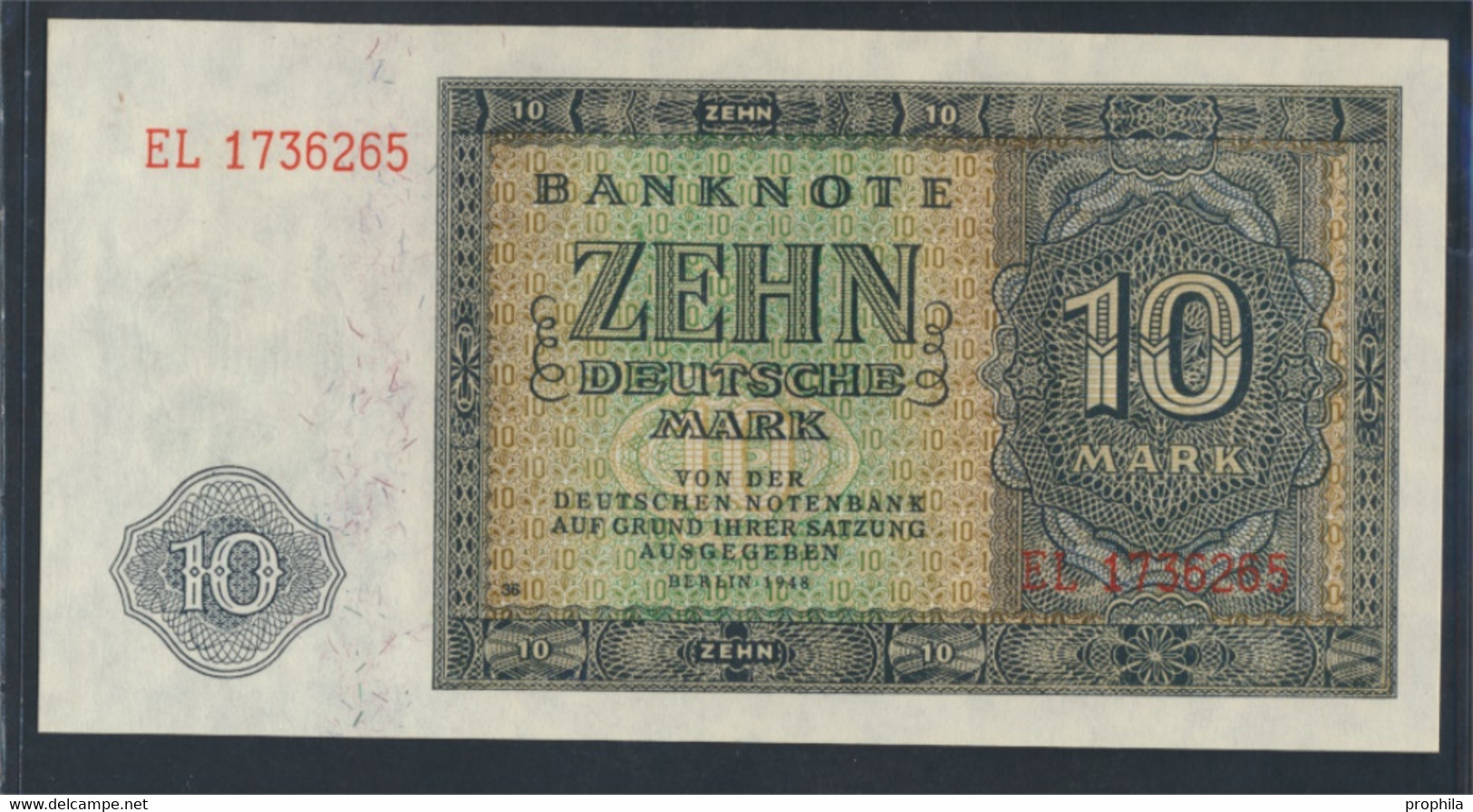 DDR Rosenbg: 343d, KN 7stellig, Davor Zwei Buchstaben, Mit Plattennummer Bankfrisch 1948 10 Deutsche Mark (9810827 - 10 Deutsche Mark