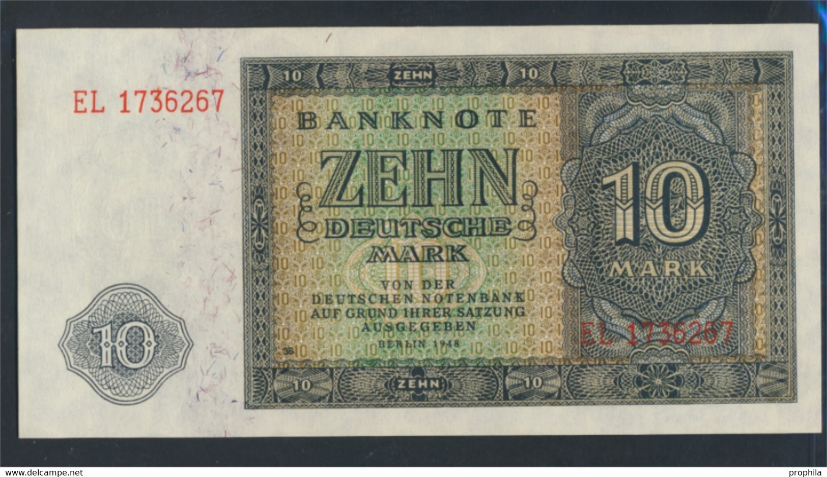 DDR Rosenbg: 343d, KN 7stellig, Davor Zwei Buchstaben, Mit Plattennummer Bankfrisch 1948 10 Deutsche Mark (9810829 - 10 Deutsche Mark