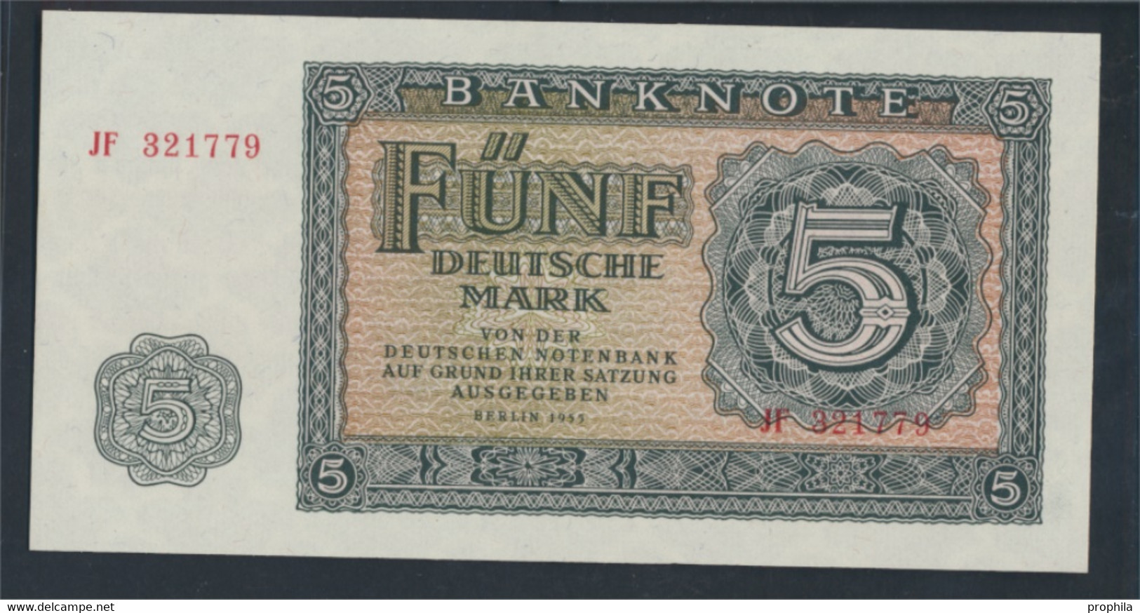 DDR Rosenbg: 349a, KN 6stellig, Davor Zwei Buchstaben Bankfrisch 1955 5 Deutsche Mark (9810839 - 5 Deutsche Mark