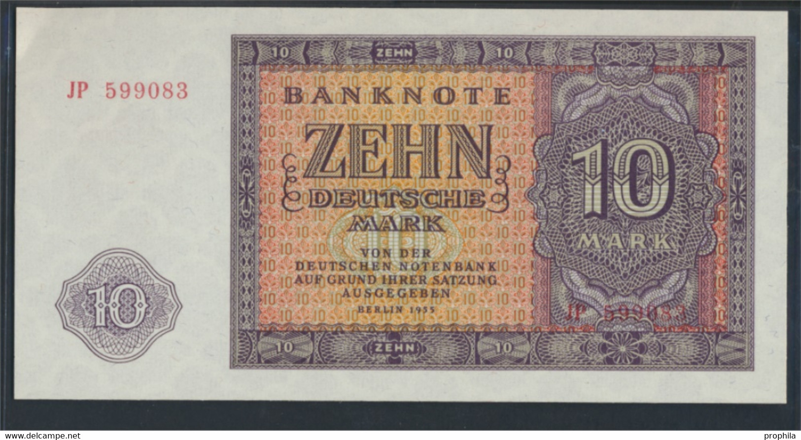 DDR Rosenbg: 350a, KN 6stellig, Davor Zwei Buchstaben Bankfrisch 1955 10 Deutsche Mark (9810836 - 10 Deutsche Mark