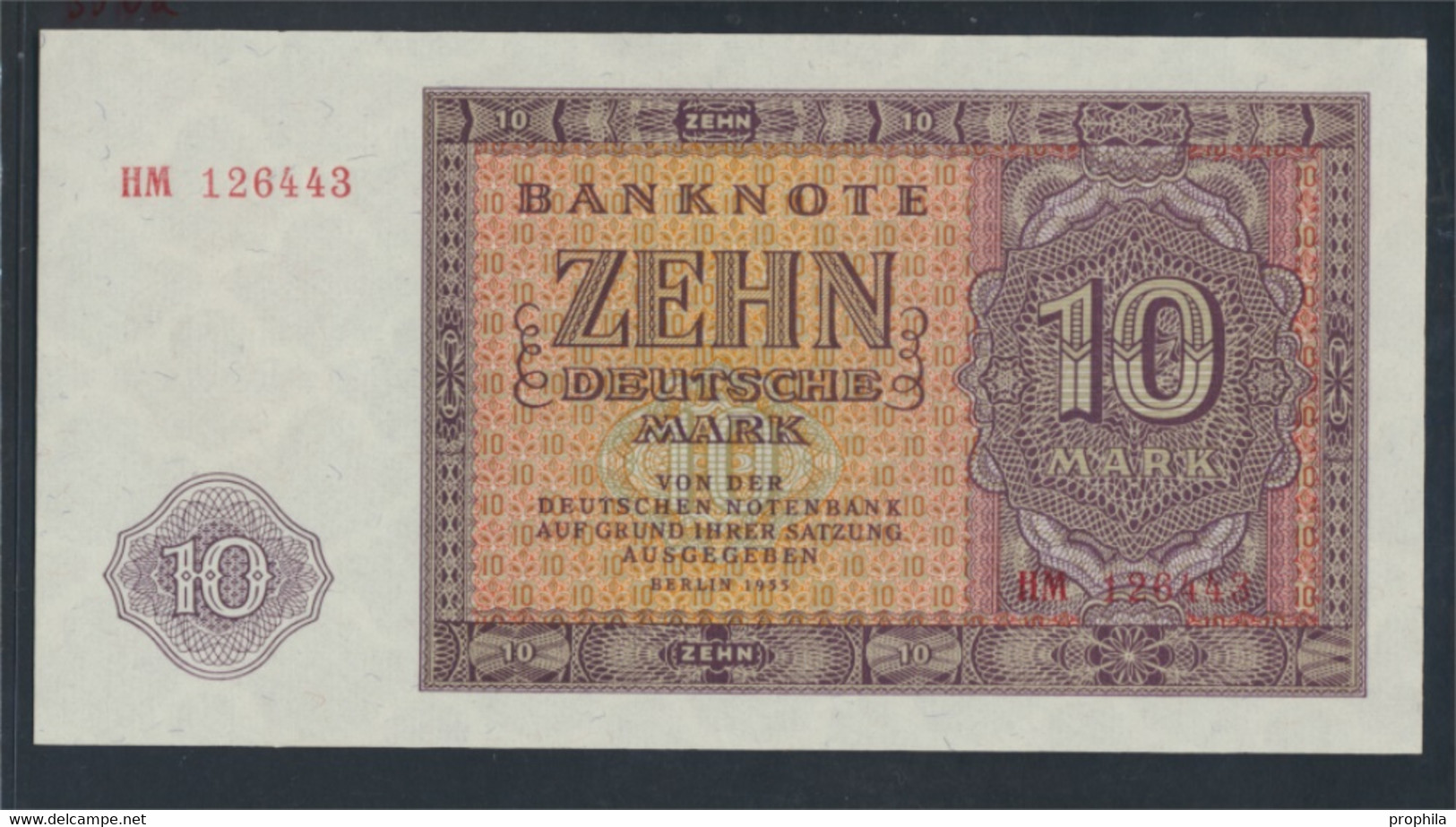 DDR Rosenbg: 350a, KN 6stellig, Davor Zwei Buchstaben Bankfrisch 1955 10 Deutsche Mark (9810837 - 10 Deutsche Mark