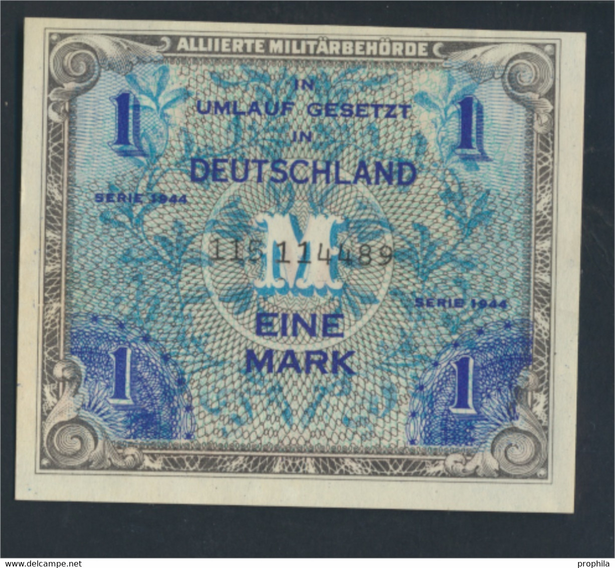 Alliierte Bes.-Gem.Ausg. Rosenbg: 201c, UdSSR-Druck Ohne F 9-stellige Kontrollnummer Bankfrisch 1944 1 Mark (9810789 - 1 Mark