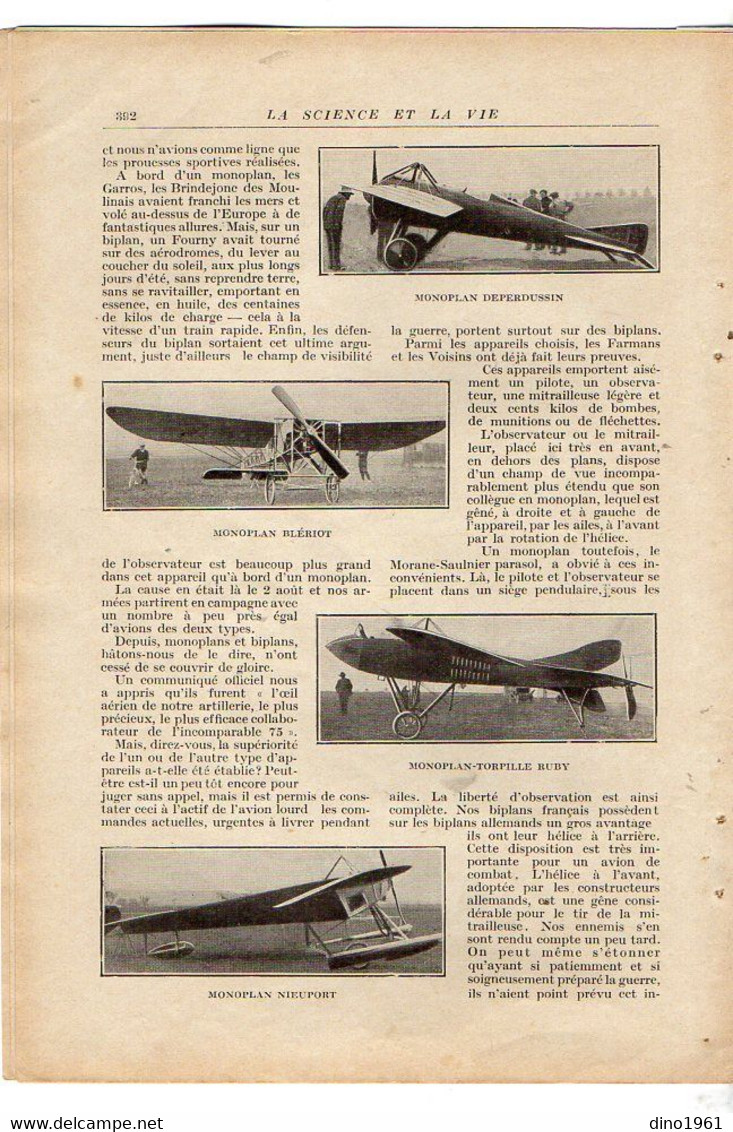 VP20.107 - Guerre 14 / 18 - Extrait De La Revue ¨ La Science Et La Vie ¨ La Guerre Dans Les Airs ¨ L'Aéronautique ¨ - Documenti