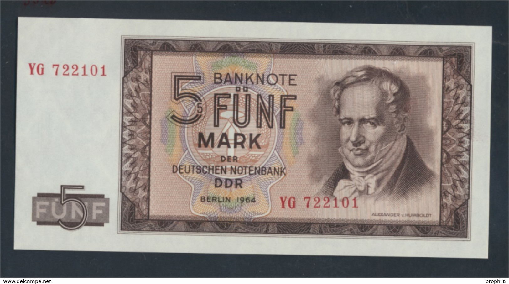 DDR Rosenbg: 354b, KN 6stellig, Austauschnote Bankfrisch 1964 5 Deutsche Mark (9810847 - 5 Deutsche Mark