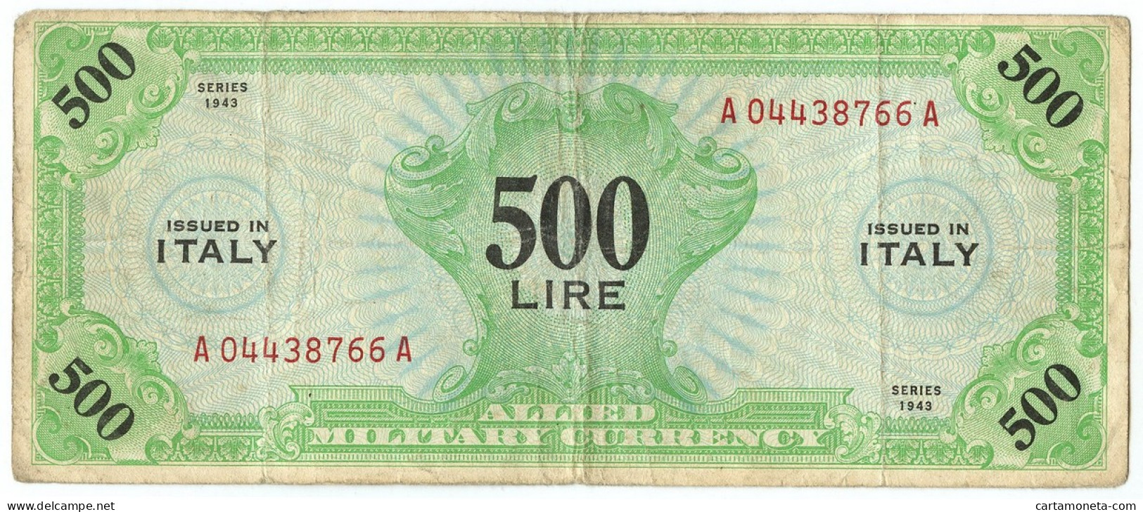 500 LIRE OCCUPAZIONE AMERICANA IN ITALIA MONOLINGUA BEP 1943 QBB - 2. WK - Alliierte Besatzung