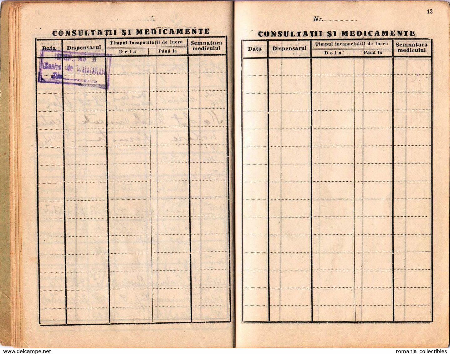 Romania, 1934, Social Insurance Member Card - Revenue Fiscal Stamps / Cinderellas