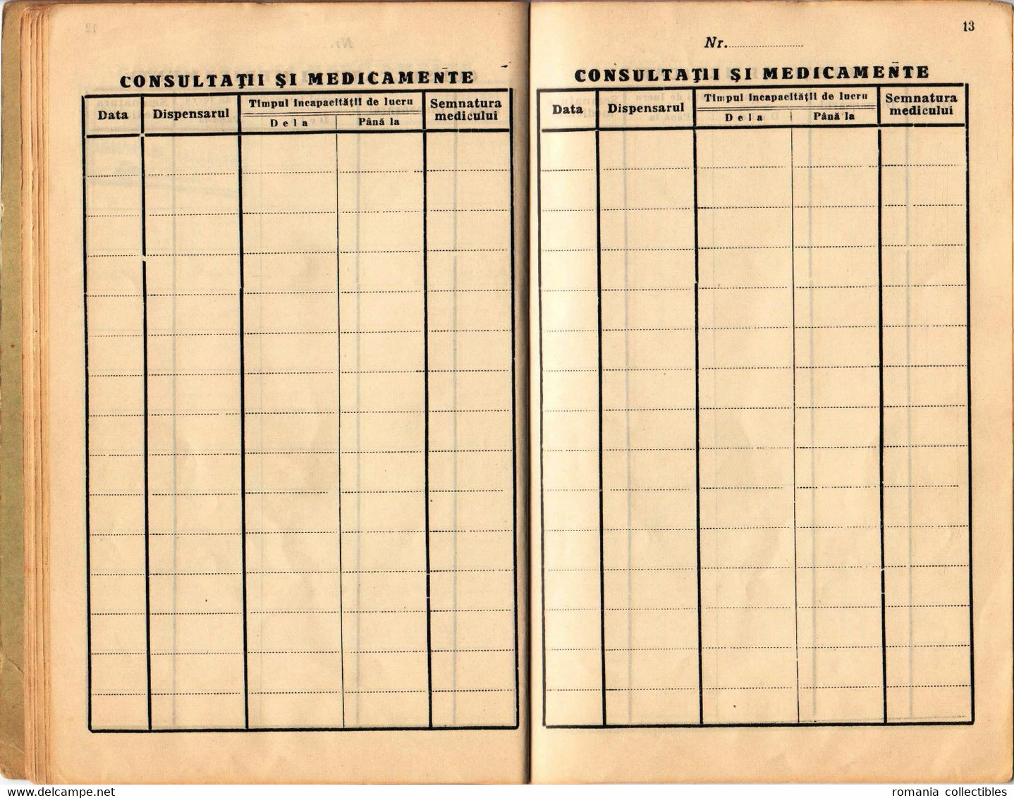 Romania, 1934, Social Insurance Member Card - Revenue Fiscal Stamps / Cinderellas