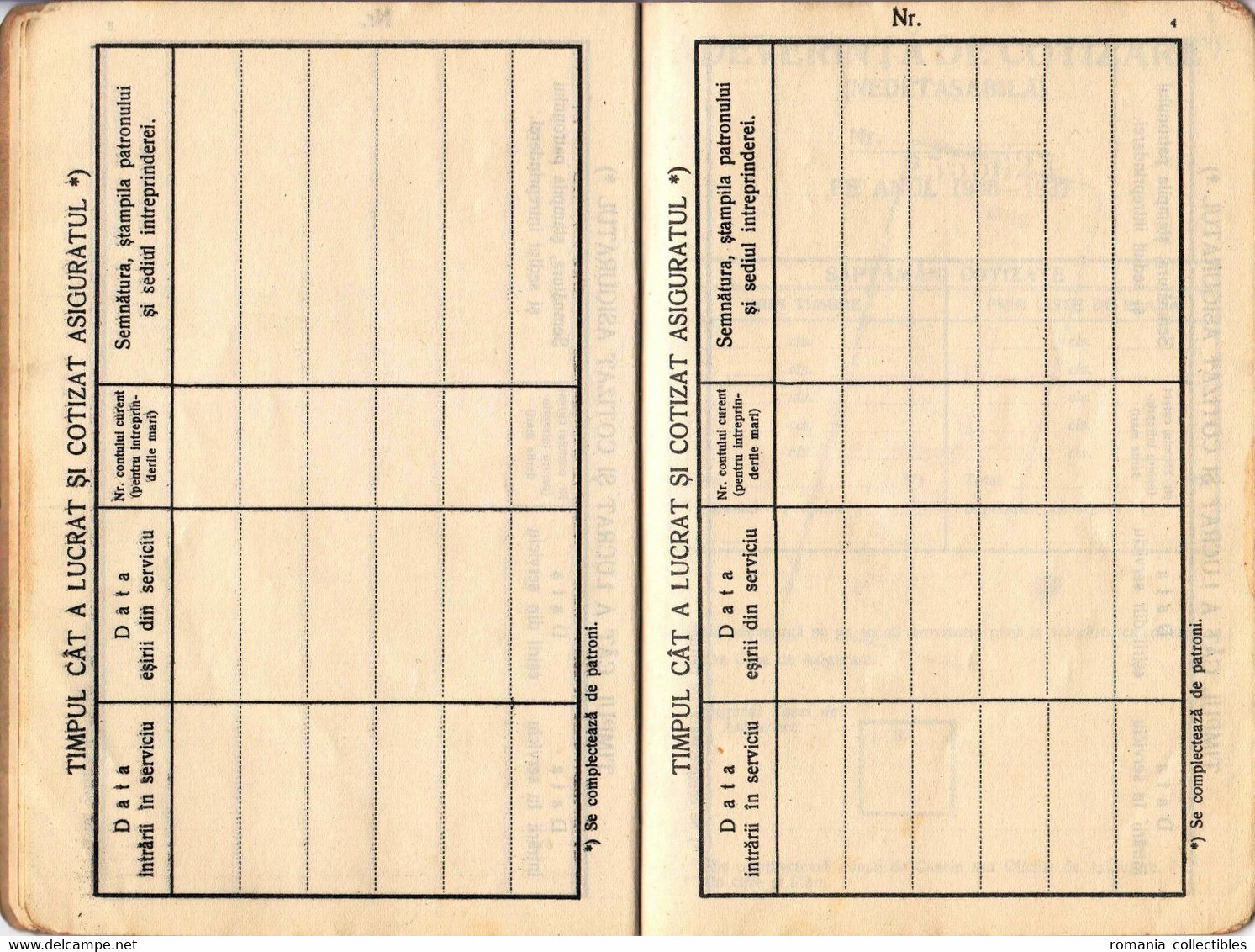 Romania, 1937, Social Insurance Member Card - Revenue Fiscal Stamps / Cinderellas - Fiscaux