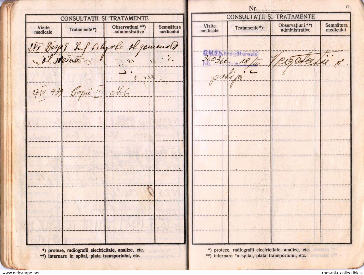 Romania, 1937, Social Insurance Member Card - Revenue Fiscal Stamps / Cinderellas